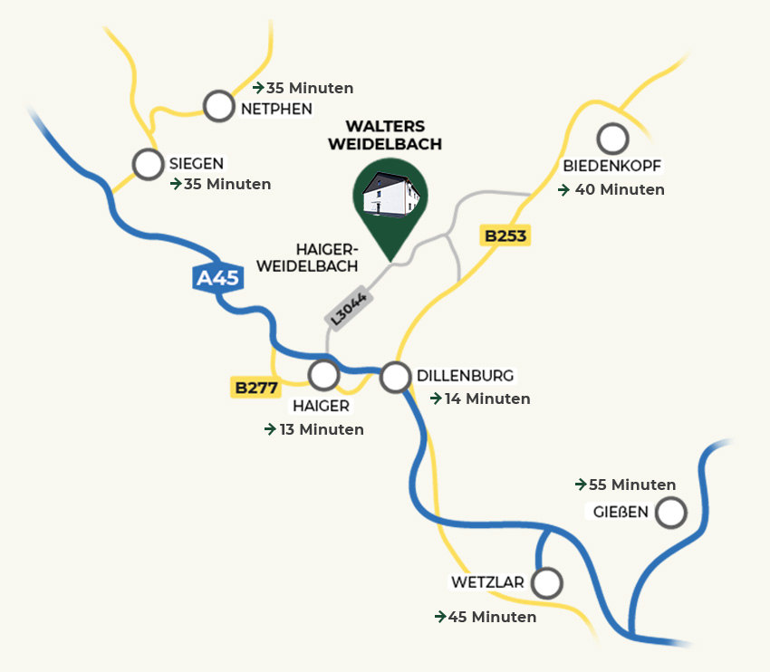 Map of the region around Weidelbach